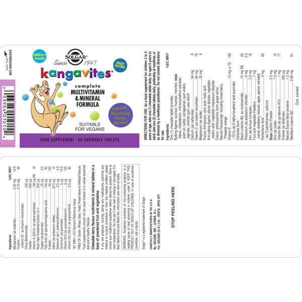 Kangavites multivitamin for barn (60 kapsler) / / Helsemagasinet vitenskap og fornuft