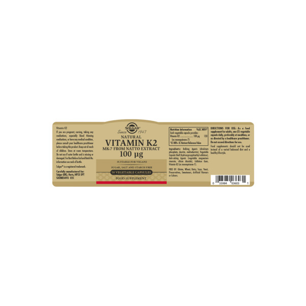 Vitamin K2 Natto 100 µg (50 kapsler) / / Helsemagasinet vitenskap og fornuft