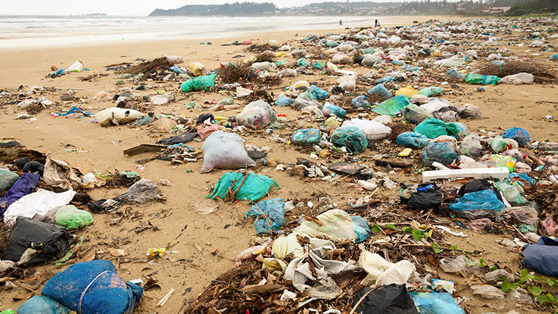 søppel på strand