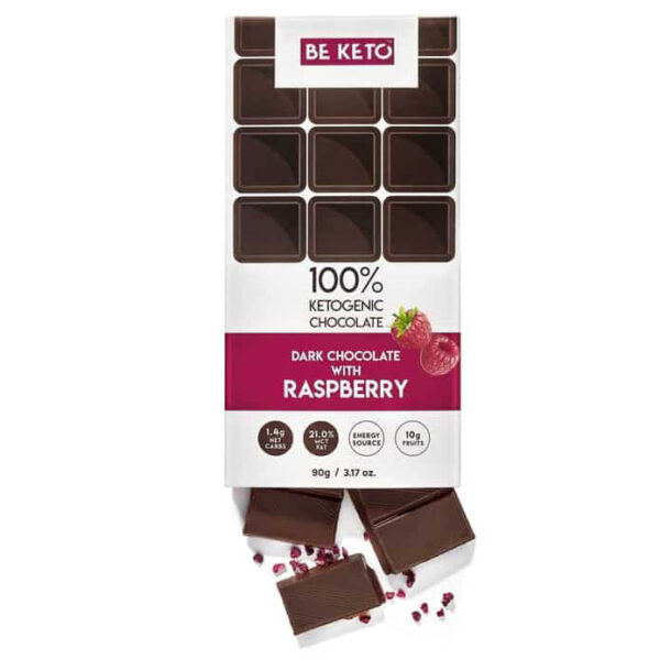 Be Keto: Bringebærsjokolade m/MCT (90 g) / / Helsemagasinet vitenskap og fornuft