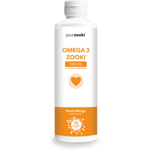 zooki omega-3 mango fersken flaske