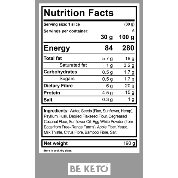 Be Keto: Glutenfritt brød (190 g) / / Helsemagasinet vitenskap og fornuft